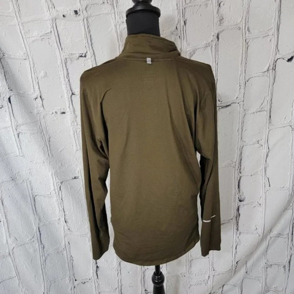 NIKE Unisex Olive Green Half Zip Athletic Running Shirt Long Sleeve Pullover M - Picture 3 of 9